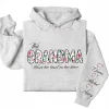 This Grandma Wears Her Heart on Her Sleeve Hoodie – Custom Hoodie with Kids’ Names, Personalized Mother’s Day Gift for Grandma