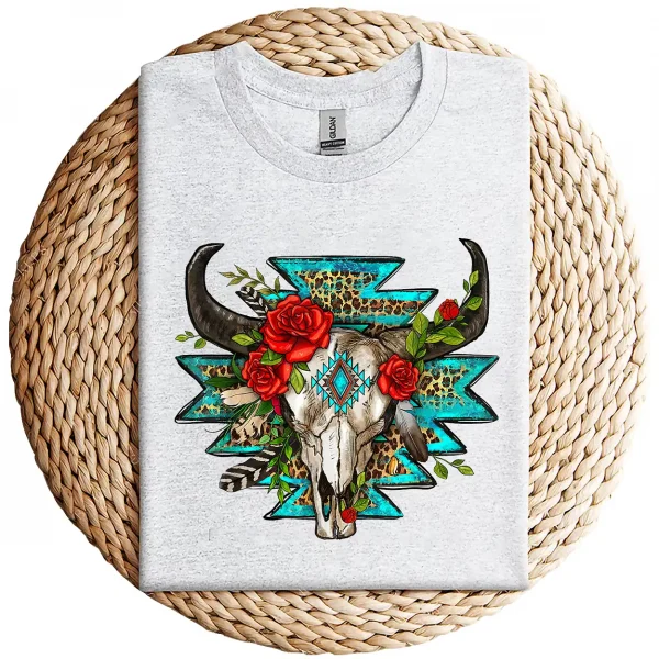 Turquoise Boho T-Shirt – Southwestern Style Graphic Tee – Vintage Bohemian Design – Casual Summer Top – Festival & Country Outfit