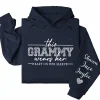 Personalized Grammy Wears Her Heart On Her Sleeve Hoodie  – Leopard Print GrandmaShirt, Cute Gift for Grammy