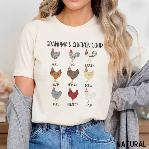 5-10.jpeg Personalized Nana Shirt - Custom Chicken T-Shirt with Grandkids' Names - Personalized Grandma & Nana Gift