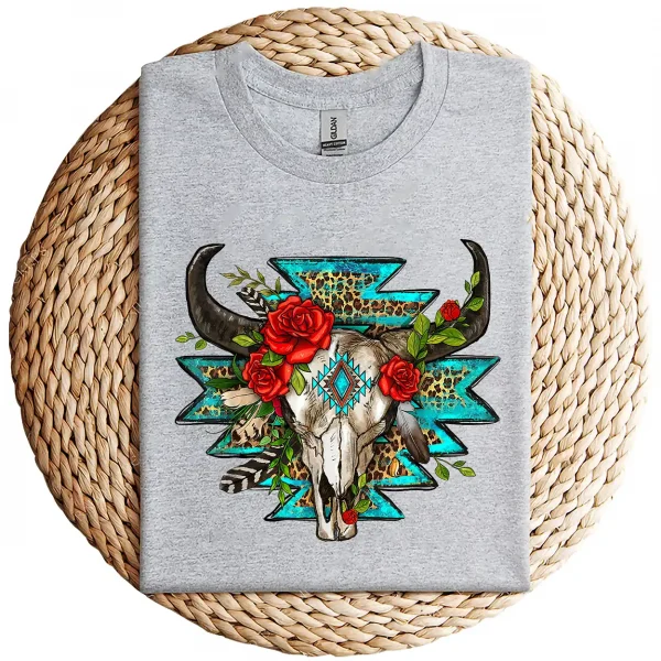 Turquoise Boho T-Shirt – Southwestern Style Graphic Tee – Vintage Bohemian Design – Casual Summer Top – Festival & Country Outfit