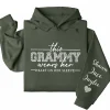 Personalized Grammy Wears Her Heart On Her Sleeve Hoodie  – Leopard Print GrandmaShirt, Cute Gift for Grammy
