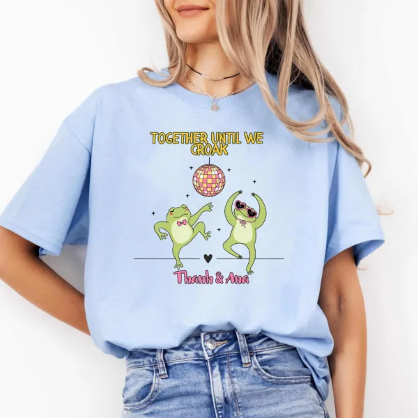 Custom Frog T-Shirt - Personalized Name - Unisex Retro Frog Shirt - Cottagecore Froggy Tee - Valentine's Day Anniversary Gift