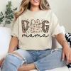 Dog Mama T-Shirt with Leopard Print – Retro Dog Mom Graphic Tee, Cute Gift for Pet Moms, Mother's Day Shirt for Dog Lovers, Trendy Mama Outfit
