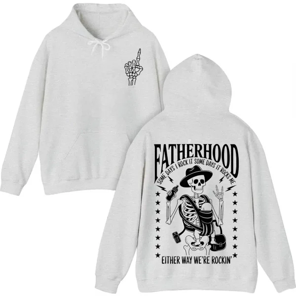 Rocker Dad Skeleton Hoodie – Some Day I Rock It Some Day It Rocks Me – Funny Father's Day Gift for Bonus Dad