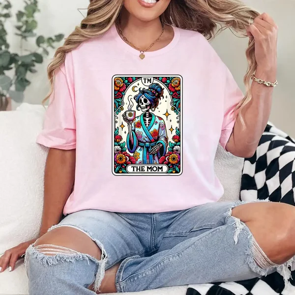 6-1-7.webp The Mom Tarot Card Skeleton Mama Halloween Mother's Day T-Shirt - Unisex, Gift for Halloween Day, Gift for Mama
