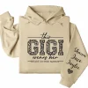 This Gigi Wears Her Heart On Her Sleeve Hoodie  – Personalized Leopard Gigi Shirt, Cute Gift for Gigi on Mother's Day or Holiday