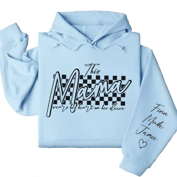 6-2-10.webp Retro This Mama Wears Her Heart on Her Sleeve Hoodie – Custom Checkered Heart Design with Kids’ Names, Personalized Mother’s Day Gift for Mom