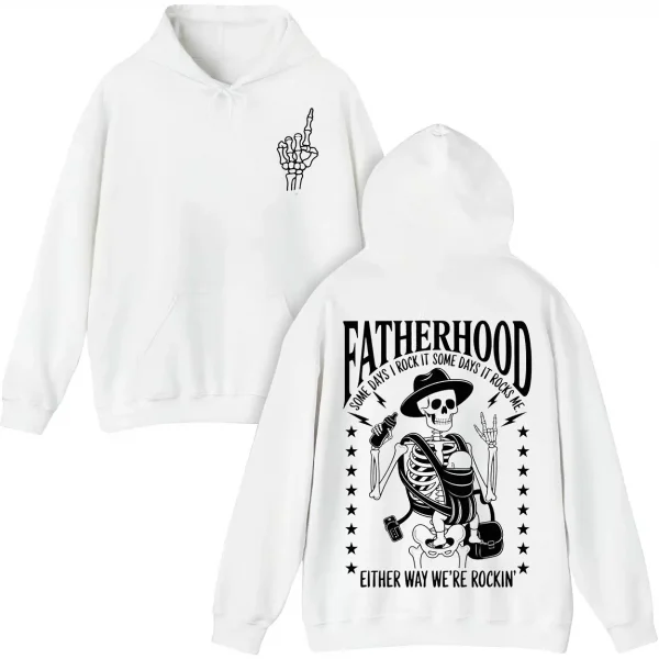 Rocker Dad Skeleton Hoodie – Some Day I Rock It Some Day It Rocks Me – Funny Father's Day Gift for Bonus Dad