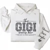 This Gigi Wears Her Heart On Her Sleeve Hoodie  – Personalized Leopard Gigi Shirt, Cute Gift for Gigi on Mother's Day or Holiday