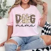 Dog Mama T-Shirt with Leopard Print – Retro Dog Mom Graphic Tee, Cute Gift for Pet Moms, Mother's Day Shirt for Dog Lovers, Trendy Mama Outfit