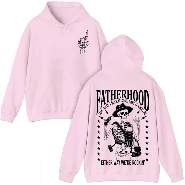 Rocker Dad Skeleton Hoodie – Some Day I Rock It Some Day It Rocks Me – Funny Father's Day Gift for Bonus Dad