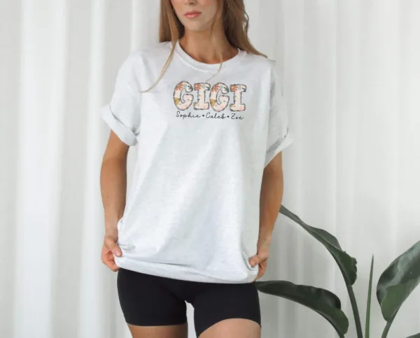 Personalized Gigi Shirt with Grandkids' Names - New Gigi Gift - Promoted to Gigi T-Shirt - Mother's Day Grandma Gift