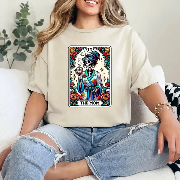 6-3-7.webp The Mom Tarot Card Skeleton Mama Halloween Mother's Day T-Shirt - Unisex, Gift for Halloween Day, Gift for Mama