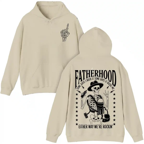 Rocker Dad Skeleton Hoodie – Some Day I Rock It Some Day It Rocks Me – Funny Father's Day Gift for Bonus Dad