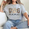 Dog Mama T-Shirt with Leopard Print – Retro Dog Mom Graphic Tee, Cute Gift for Pet Moms, Mother's Day Shirt for Dog Lovers, Trendy Mama Outfit