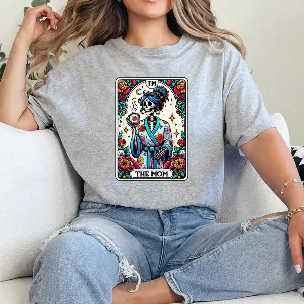 6-4-6.webp The Mom Tarot Card Skeleton Mama Halloween Mother's Day T-Shirt - Unisex, Gift for Halloween Day, Gift for Mama