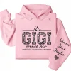 This Gigi Wears Her Heart On Her Sleeve Hoodie  – Personalized Leopard Gigi Shirt, Cute Gift for Gigi on Mother's Day or Holiday