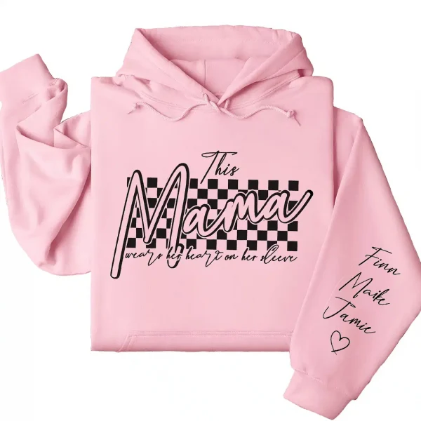 6-5-2.webp Retro This Mama Wears Her Heart on Her Sleeve Hoodie – Custom Checkered Heart Design with Kids’ Names, Personalized Mother’s Day Gift for Mom
