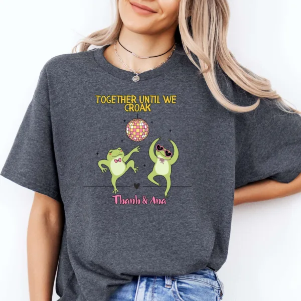 Custom Frog T-Shirt - Personalized Name - Unisex Retro Frog Shirt - Cottagecore Froggy Tee - Valentine's Day Anniversary Gift