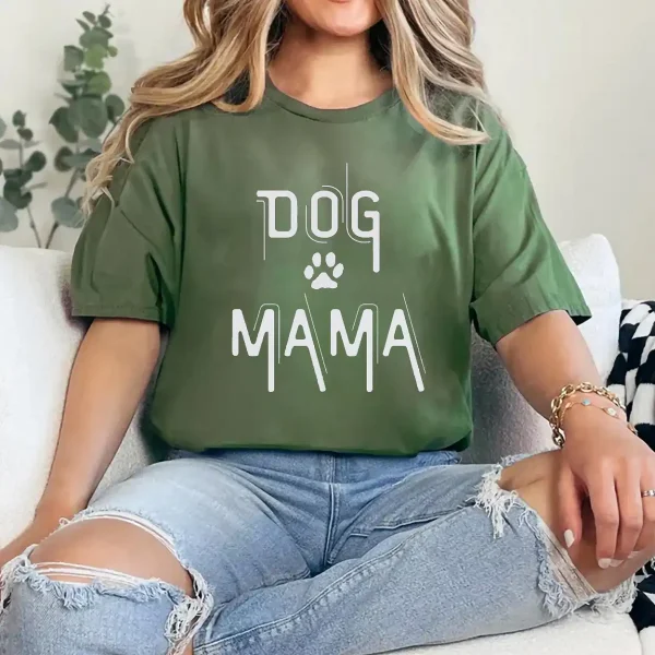Dog Mama Shirt for Women – Funny Dog Mom T-Shirt Gift, Cute Pet Lover Tee for Her, Mother's Day Outfit for Dog Lovers, Casual Graphic Top