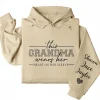 This Grandma Wears Her Heart On Her Sleeve Hoodie – Personalized Leopard Print Grandma Shirt, Cute Birthday's or Mother’s Day Gift