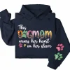 This Dog Mom Wears Her Heart on Her Sleeve Hoodie – Custom Hoodie with Kids’ Names, Personalized Mother’s Day Gift for Mom