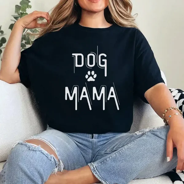 Dog Mama Shirt for Women – Funny Dog Mom T-Shirt Gift, Cute Pet Lover Tee for Her, Mother's Day Outfit for Dog Lovers, Casual Graphic Top
