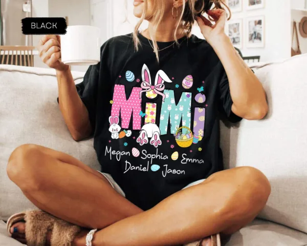 7-2.jpeg Personalized Grandma Easter Shirt - Easter Mimi with Grandkids' Names - Easter Gift for Nana or Mimi
