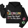 This Dog Mom Wears Her Heart on Her Sleeve Hoodie – Custom Hoodie with Kids’ Names, Personalized Mother’s Day Gift for Mom