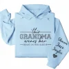 This Grandma Wears Her Heart On Her Sleeve Hoodie – Personalized Leopard Print Grandma Shirt, Cute Birthday's or Mother’s Day Gift