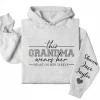 This Grandma Wears Her Heart On Her Sleeve Hoodie – Personalized Leopard Print Grandma Shirt, Cute Birthday's or Mother’s Day Gift