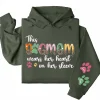 This Dog Mom Wears Her Heart on Her Sleeve Hoodie – Custom Hoodie with Kids’ Names, Personalized Mother’s Day Gift for Mom