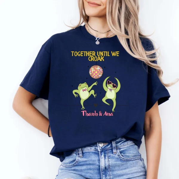 Custom Frog T-Shirt - Personalized Name - Unisex Retro Frog Shirt - Cottagecore Froggy Tee - Valentine's Day Anniversary Gift
