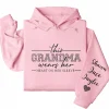 This Grandma Wears Her Heart On Her Sleeve Hoodie – Personalized Leopard Print Grandma Shirt, Cute Birthday's or Mother’s Day Gift