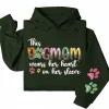 This Dog Mom Wears Her Heart on Her Sleeve Hoodie – Custom Hoodie with Kids’ Names, Personalized Mother’s Day Gift for Mom