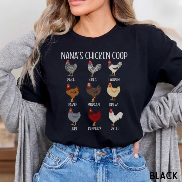 7-6.jpeg Personalized Nana Shirt - Custom Chicken T-Shirt with Grandkids' Names - Personalized Grandma & Nana Gift