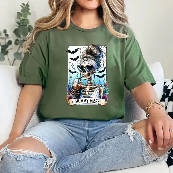 8-1-1.webp Tarot Card Mummy Vibes Spooky Season Skeleton Mom Halloween T-Shirt - Unisex, Gift for Halloween Day, Gift for Mama