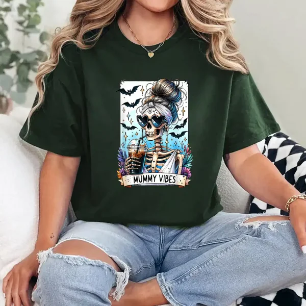 8-2-1.webp Tarot Card Mummy Vibes Spooky Season Skeleton Mom Halloween T-Shirt - Unisex, Gift for Halloween Day, Gift for Mama