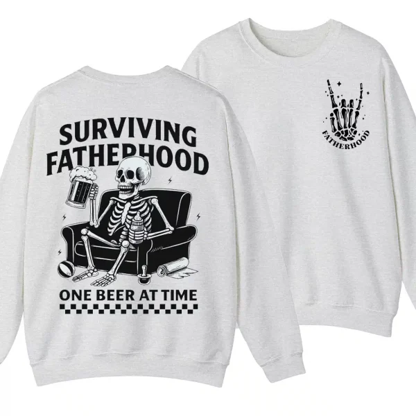 8-2-2.webp Surviving Fatherhood One Beer At A Time Sweatshirt, Funny Father, Drinking Husband, Fathers Day Gift, Gift for Dad, Model Sweater
