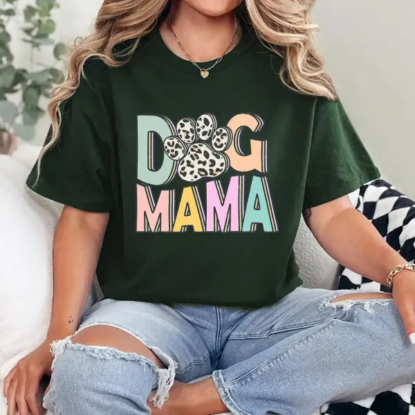 Dog Mama T-Shirt – Cute Dog Mom Gift Tee, Pet Lover Shirt for Women, Fur Mama Graphic Tee, Dog Lover Outfit, Casual Mother's Day Top
