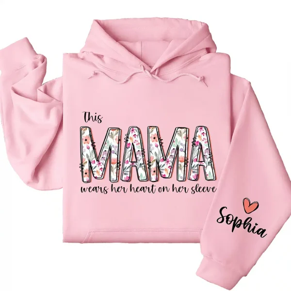 8-5-1.webp This Mama Wears Her Heart On Her Sleeve Hoodie – Personalized Mom Hoodie with Kids’ Names, Mother's Day Gift