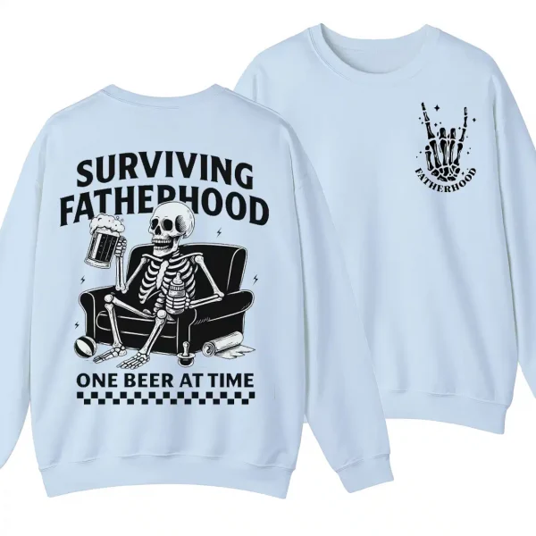 8-5.webp Surviving Fatherhood One Beer At A Time Sweatshirt, Funny Father, Drinking Husband, Fathers Day Gift, Gift for Dad, Model Sweater