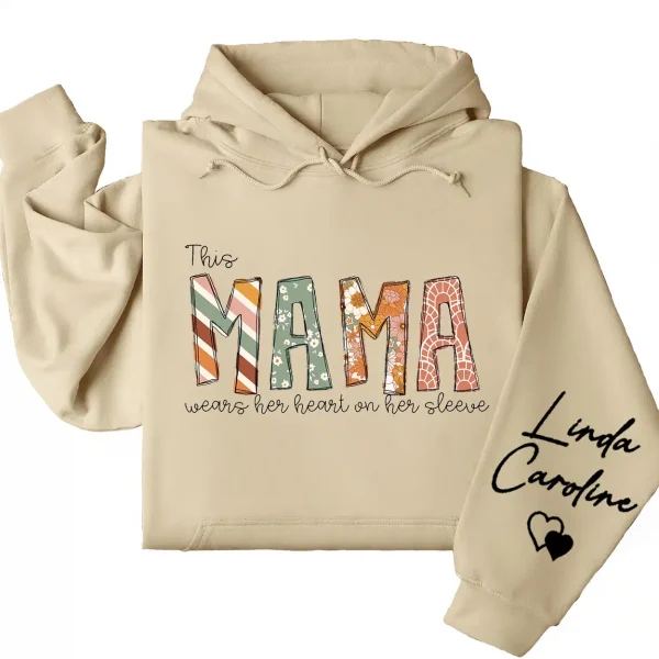 9-1-5.webp This Mama Wears Her Heart on Her Sleeve Hoodie – Custom Kids Names Hoodie for Mom