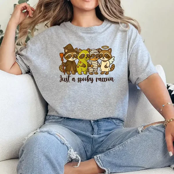 Halloween Vibes Racoon Spooky Mama Just A Spooky Racoon T-Shirt - Unisex, Gift for Halloween Day,  Gift for Mama