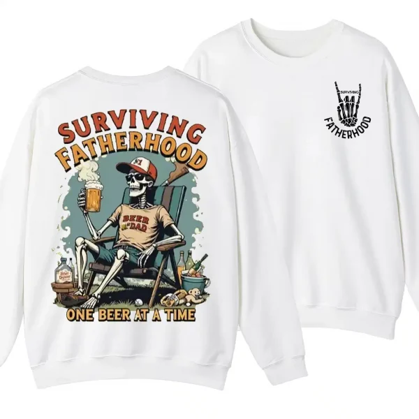 9-2-4.webp Surviving Fatherhood One Beer at a Time Sweatshirt, Funny Father's Day Shirt, Happy Father’s Day Gift, Model Sweater