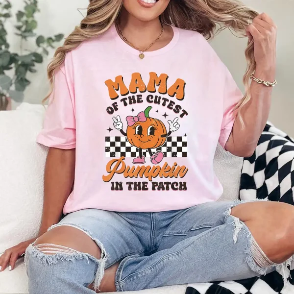 9-2-5.webp Mama of The Cutest Pumpkin In The Patch Halloween Fall T-Shirt - Unisex, Gift for Halloween Day, Gift for Mama