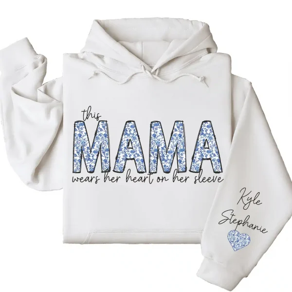 9-3-8.webp This Mama Wears Her Heart on Her Sleeve Hoodie – Custom Hoodie with Kids’ Names, Personalized Mother’s Day Gift for Mama