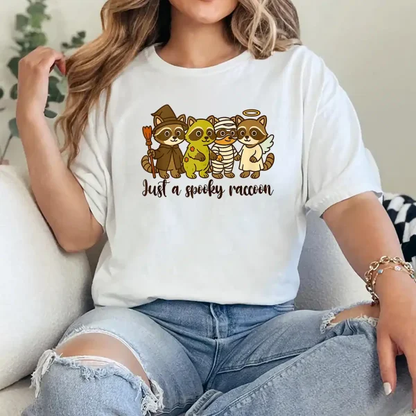 Halloween Vibes Racoon Spooky Mama Just A Spooky Racoon T-Shirt - Unisex, Gift for Halloween Day,  Gift for Mama
