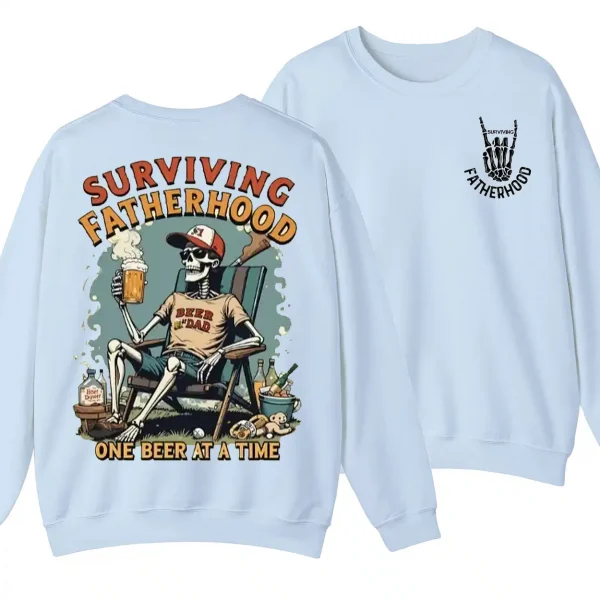 9-4-2.webp Surviving Fatherhood One Beer at a Time Sweatshirt, Funny Father's Day Shirt, Happy Father’s Day Gift, Model Sweater